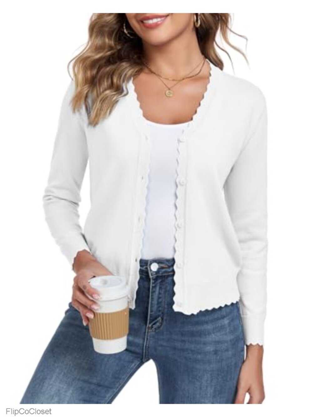 Long Sleeve V-Neck Cardigan Knit Sweater Ribbed Edge Buttons